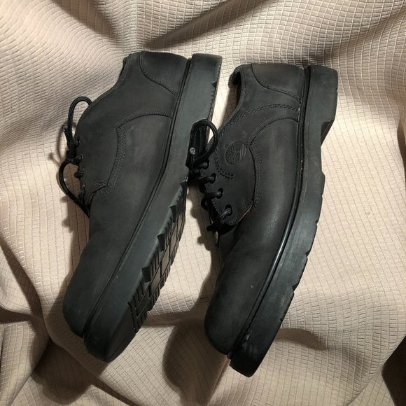 Timberland men lace up black nubuck leather shoes, 10.5